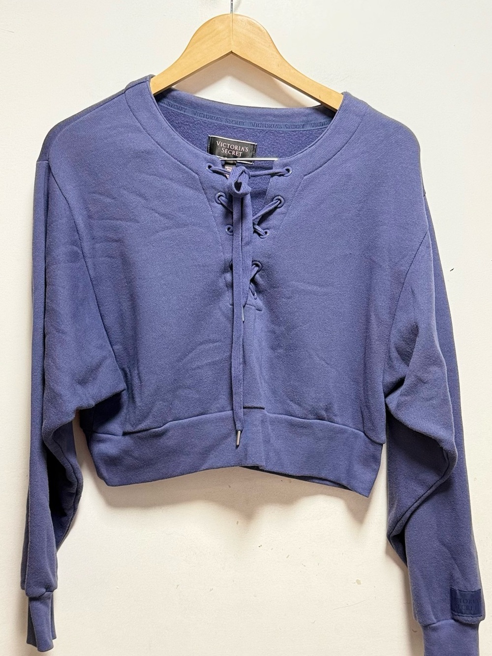 Victoria's Secret Purple Lace-Up Cropped Sweatshirt